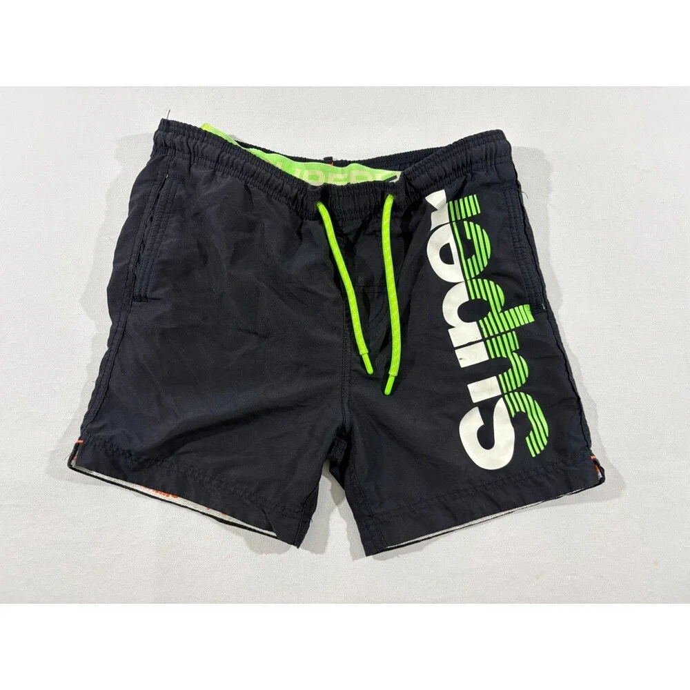 Superdry Premium Lined Swim Shorts Mens Volley Trunks Athletic Black Mesh Sz S